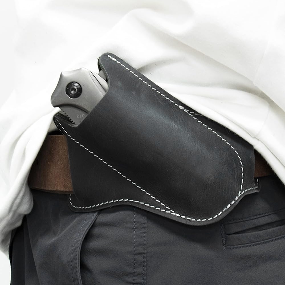 Fodero per coltello pieghevole, custodia per coltello in pelle Fondina per coltello tascabile EDC con passante per cintura per campeggio, escursionismo, alpinismo, avventura all'aria aperta