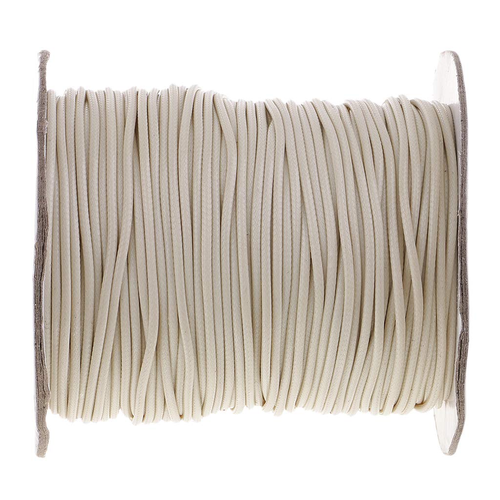 Juego de 3 hilos de algodón encerado de 80 m y 2 mm para bisutería, color beige