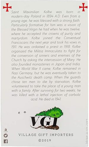 Miniatura 5 de VILLAGE GIFT IMPORTERS Medalla de San Maximiliano Kolbe y tarjeta santa de 1 pulgada Santo patrón de los drogadictos Hecho en Italia Joyería