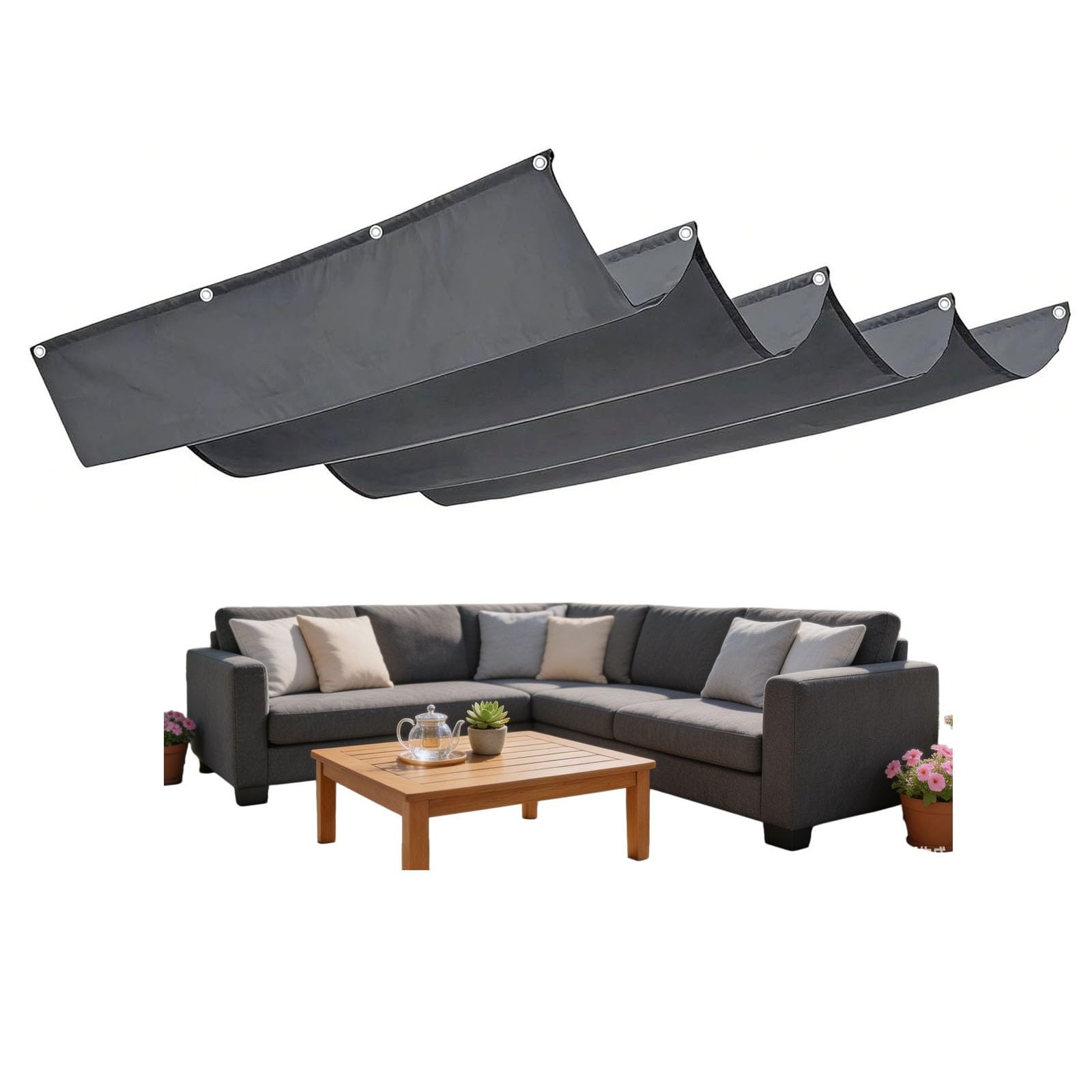Voile ombrage rétractable vague pour aménager une terrasse ombragée