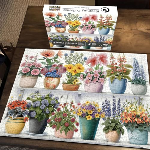 Rompecabezas PICKFORU Colección Floreciente de 1000 piezas, rompecabezas de jarrón con flores para adultos, rompecabezas de plantas y flores silvestres miniatura 3