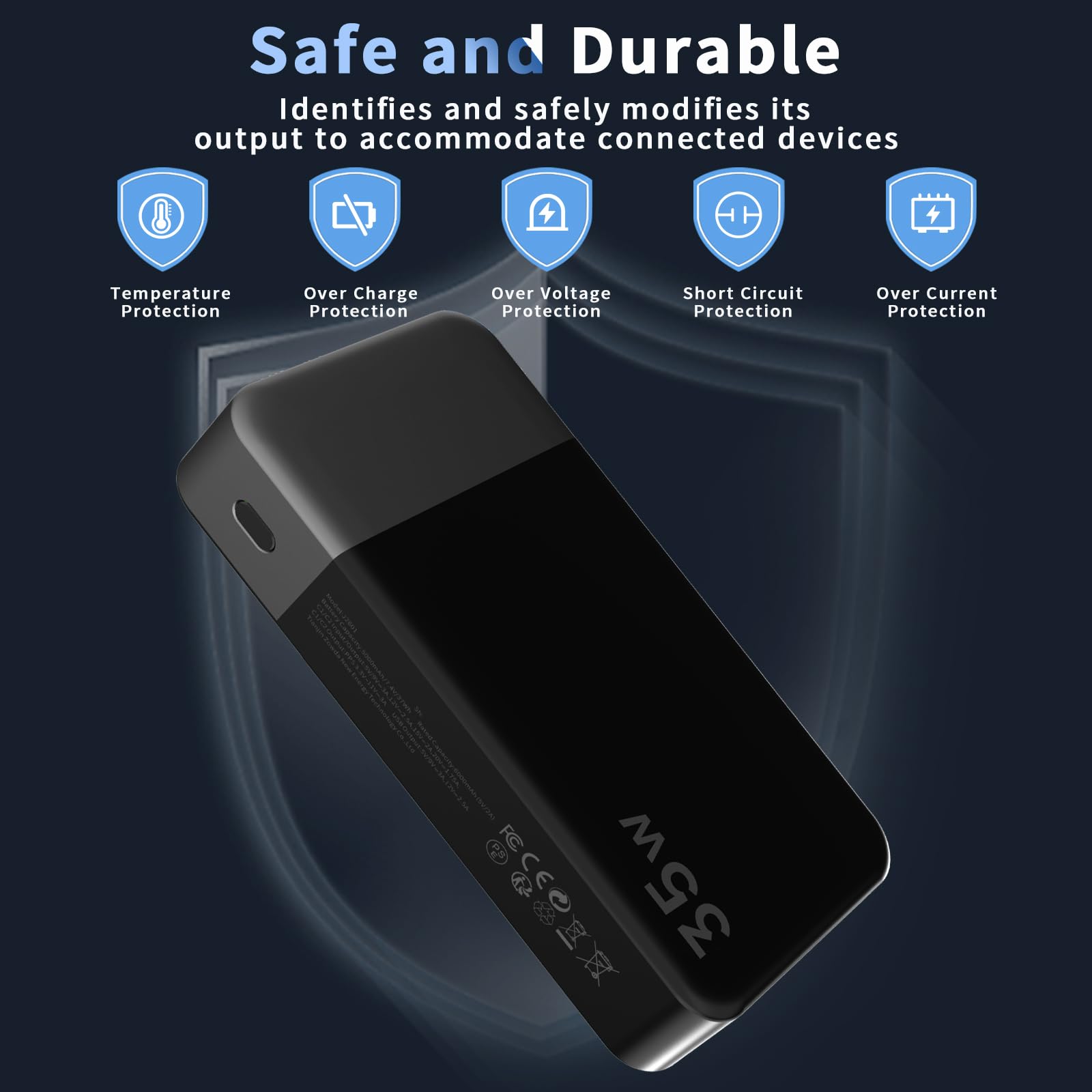Nobis Power Bank, 20000mAh Chargeur Portable, 35W USB C in & Out Charge Rapide, Batterie Externe 4 Ports avec Affichage numérique LED, Compatible avec MacBook, Phone 15 14 13 Pro S23 (Noir)