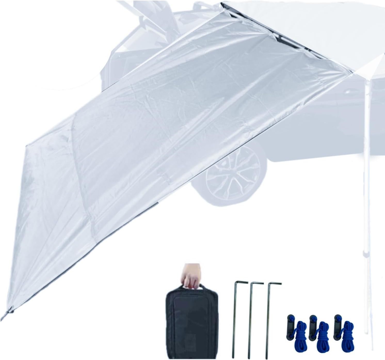 Waterproof Car Awning Side Wall, Sun Shade Windbreak & Privacy Extension Lateral Tarp for Roof Rack Awning Overland Accessories(Gray, 6.5ftx6.5ft)