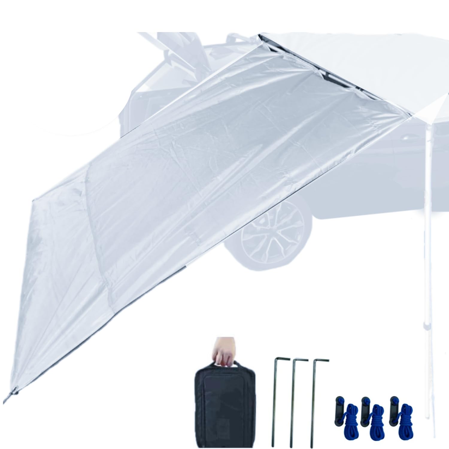 DANCHEL OUTDOOR Waterproof Car Awning Side Wall, Sun Shade Windbreak & Privacy Extension Lateral Tarp for Roof Rack Awning Overland Accessories(Gray, 6.5ftx6.5ft)