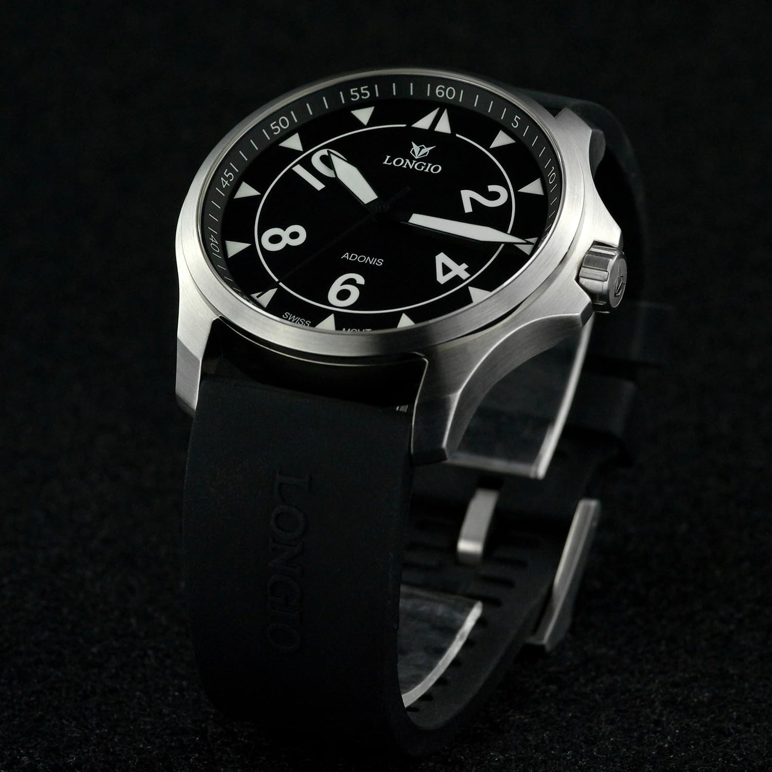 Adonis Men's Automatic Watches, Avant-Garde Designer Watch with Swiss Made ETA 2824/6497 Movements Watch with Genuine Black Leather Band