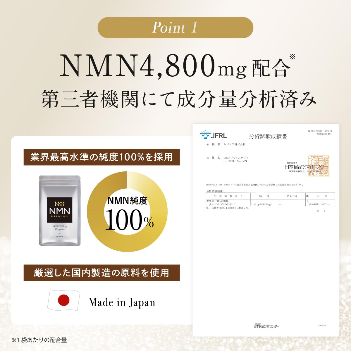 Amazon | レバンテ NMN サプリメント 4800mg 分析済（配合量/純度100 