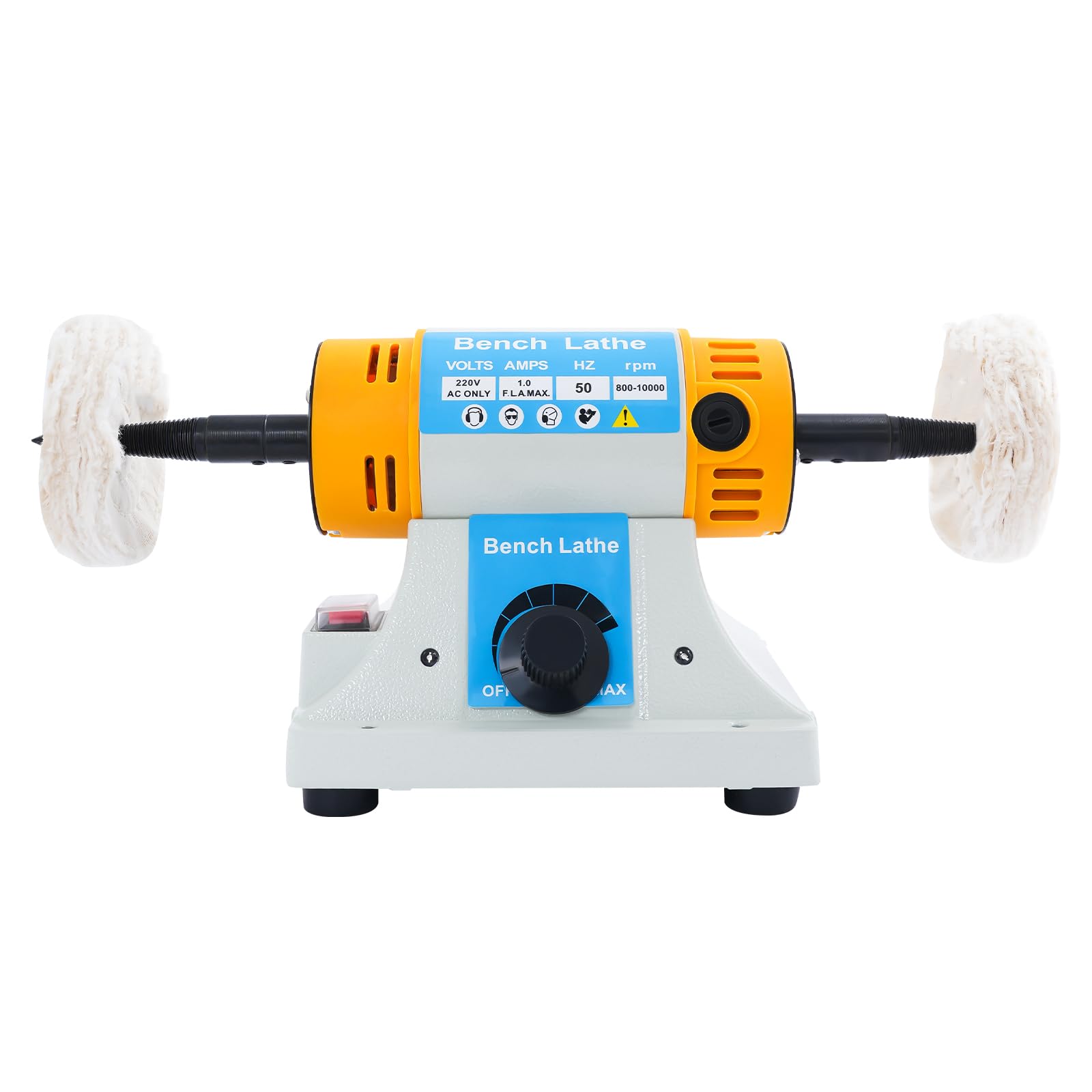Mini Bench Polisher Machine, 320W Adjustable Speed Polishing Machine, Bench Grinder Polisher 800-10000RPM, Jewelry Polishing Machine with 2 Cloth Wheels & 2 Spindles