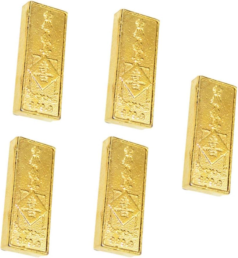 NUOBESTY 5pcs Fake Gold Bar Replica Gold Bar Fake Golden Brick Bullion