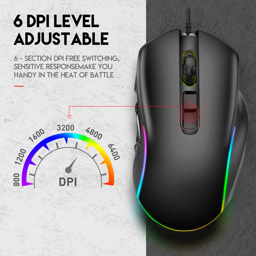 Mysz do gier 6D komputerowa mysz przewodowa ergonomiczna konstrukcja RGB światło optyczne myszy do laptopa PC