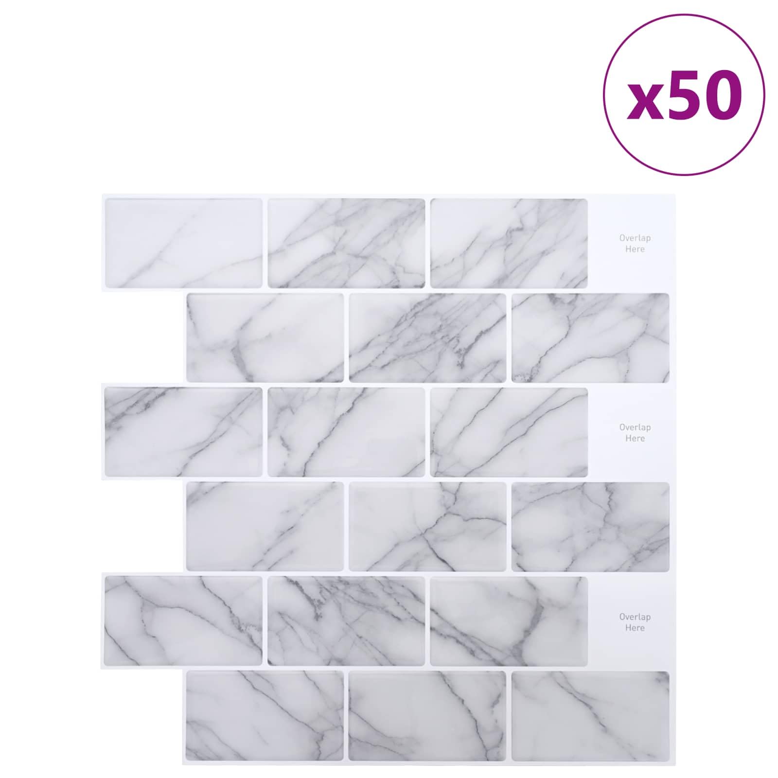 Piastrella della metropolitana 50 pezzi marmo bianco 30 x 30 cm