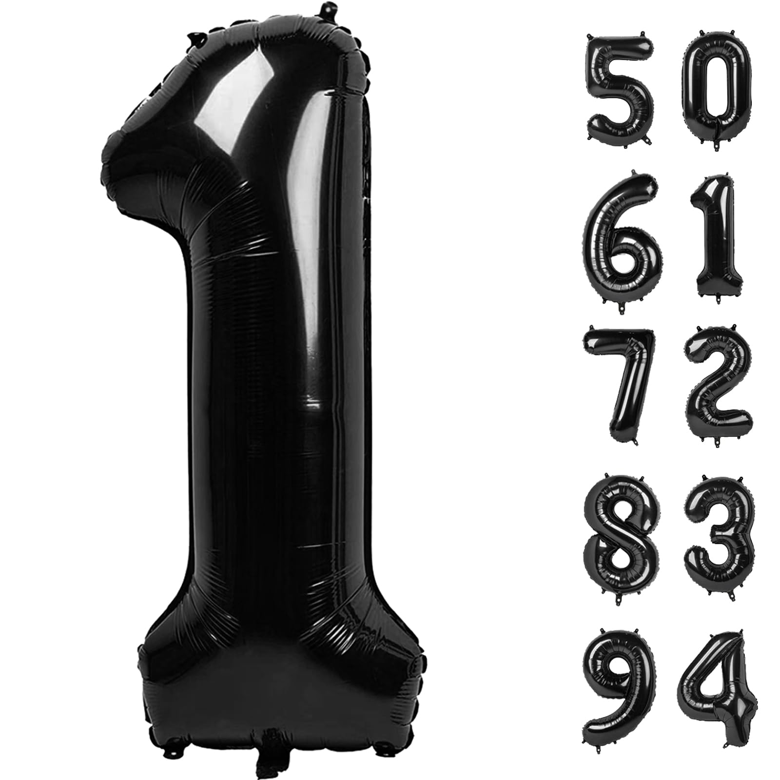 Photo 1 of 1 Number Balloon for First Birthday, 40 Inch Black One 1st Number Balloon Birthday Decorations, 10th 21st, Giant Number 1 Balloon