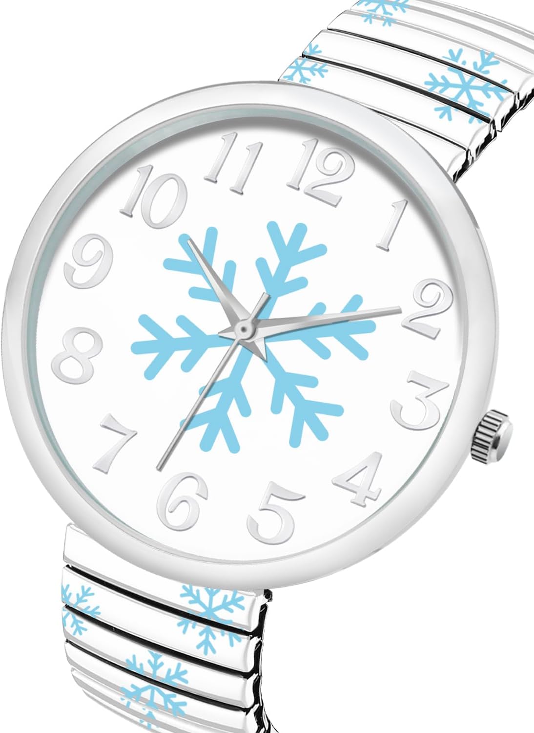 Blekon Christmas Theme Women Watch Large 38mm White Face Stretch Band Watches