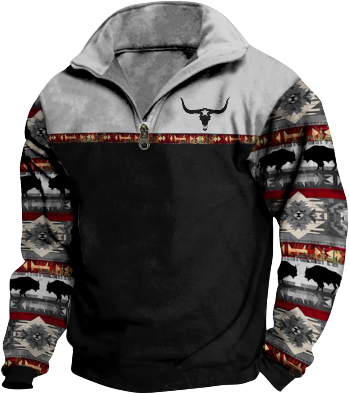 Mens Aztec Cowboy Hoodies Western Vintage Print Graphic Hooded Sweatshirt Ethnic Long Sleeve Drawstring Pullover Tops