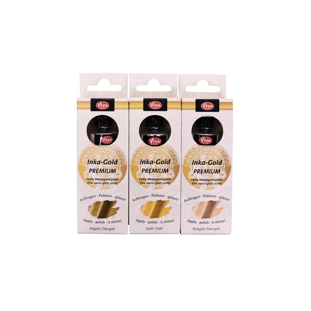 Couleurs pour bricolage Viva Decor Inka Gold, peinture acrylique or rose et or vieilli en tube