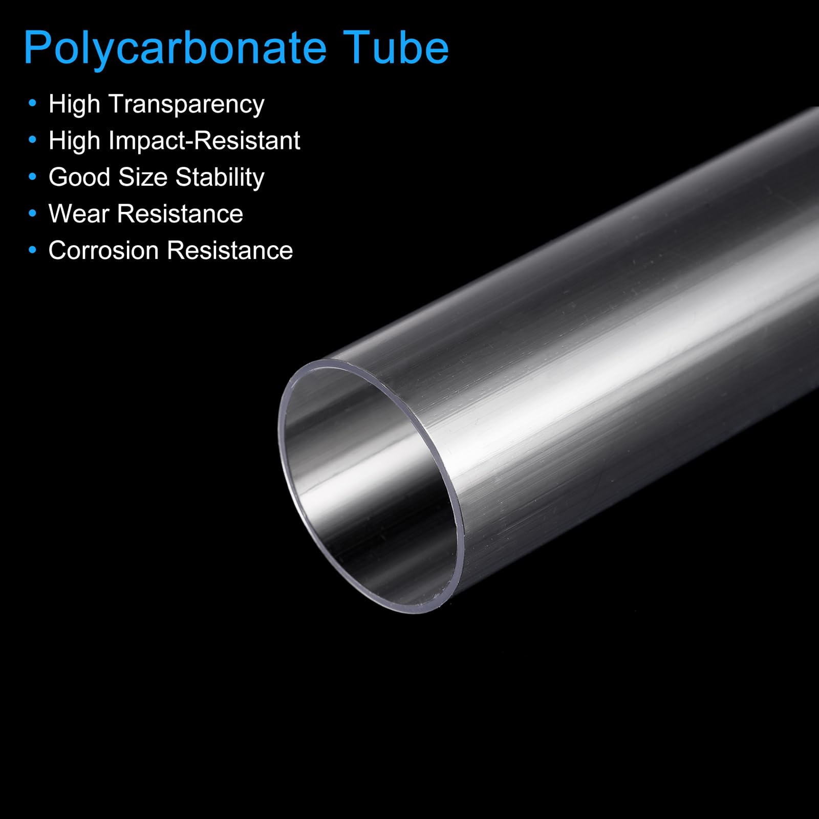 Tubo de Plástico Policarbonato Rígido Transparente 1,2" ID 1,3" OD 17" Alto Impacto para Iluminación