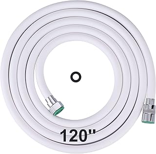 Aleasha Shower Hose, 120 Inches Extra Long Shower Head Hose Extension for Bathing Toilet Cleaning Dogs Bathroom Bathing White Handheld Shower Hose