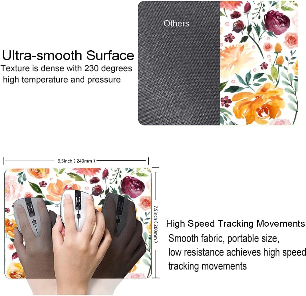 Image of Premium-Textured Mouse Pad, Non-Slip Rubber Base Mousepad for Laptop, Computer & PC, 9.5x7.9 in - Enhanced Precision, Ergonomic Comfort, Ideal for Gaming & Office (Peony Flower)