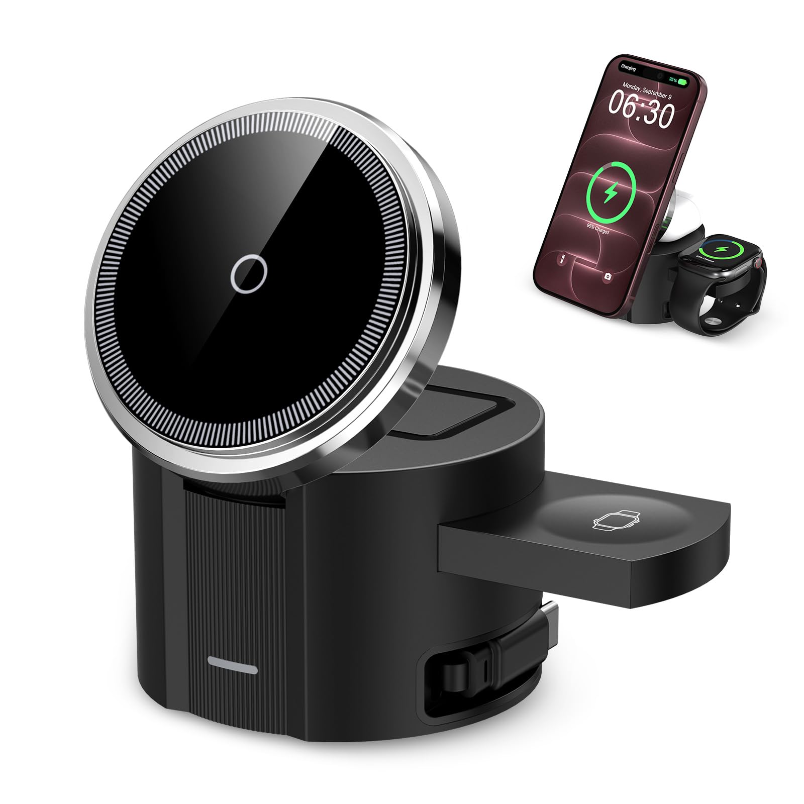 ORIA Stazione di Ricarica Wireless 3 in 1 Pieghevole Qi2
