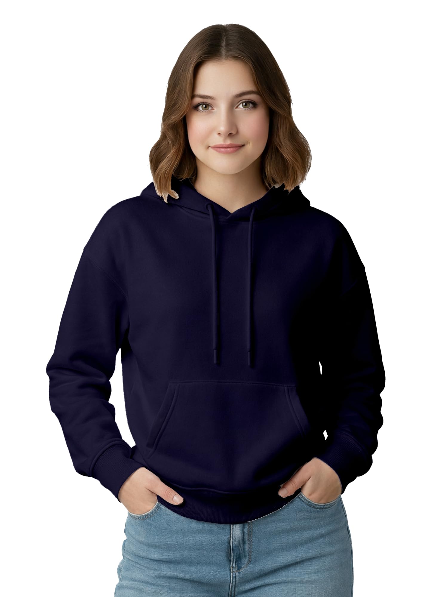 Mens Drop Shoulder Hoodie | Oversized Look Cotton Blend Fleece | Pullover Sweatshirt with Hood & Kangaroo Pocket | Winter Casual Wear-image-48