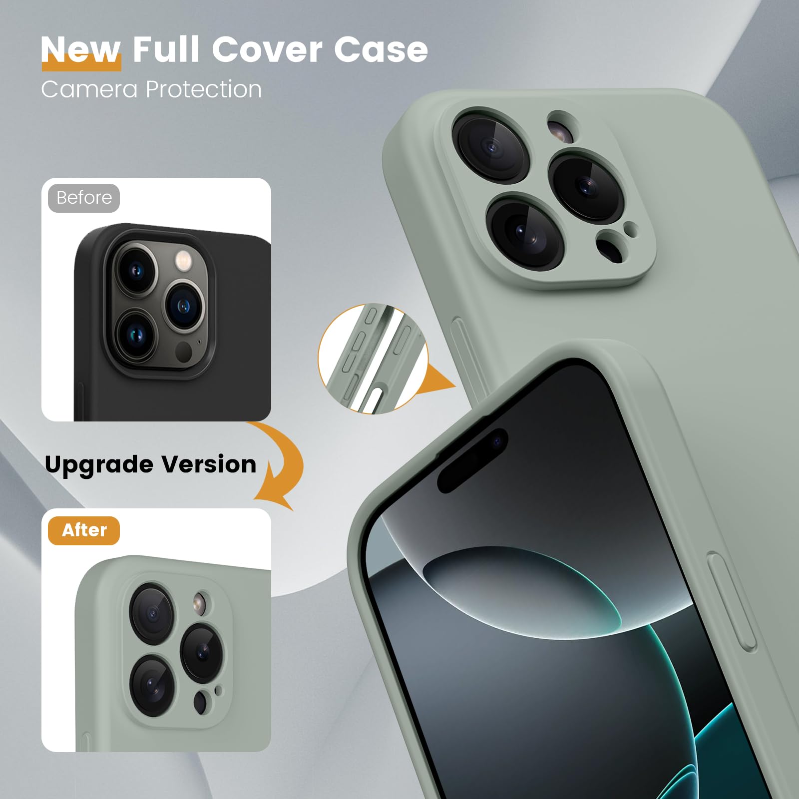 CALOOP Slim-Fit for iPhone 16 Pro Max Case,Skin Soft Liquid Silicone,Sturdy Hard Frame Shockproof Cover with Anti-Scratch Microfiber Lining,Full Protection for Screen and Lens,6.9 inch,Midnight Green - Image 3