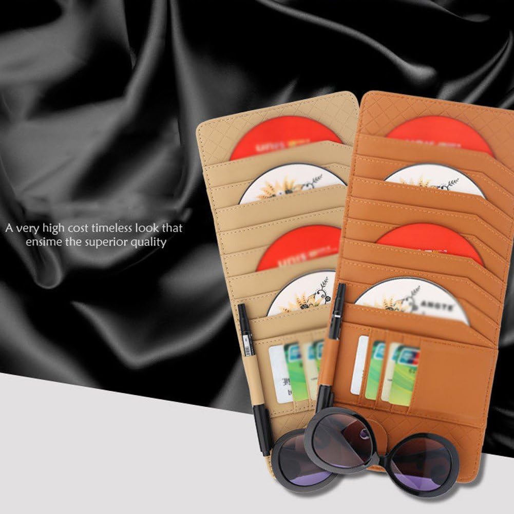 Uchwyt na okulary przeciwsłoneczne do samochodu, samochodowy organizer przeciwsłoneczny, etui do automatycznego przechowywania z rękawami, uchwyt na długopis, pasek i kieszeń na kartę