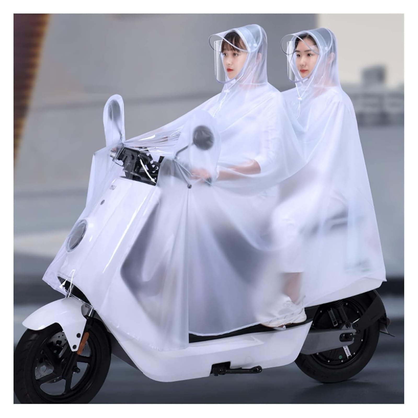 Ponczo przeciwdeszczowe z kapturem i osłoną lusterka na rowery i motocykle. Kolorowe 4XL-5XL(White2,5XL)