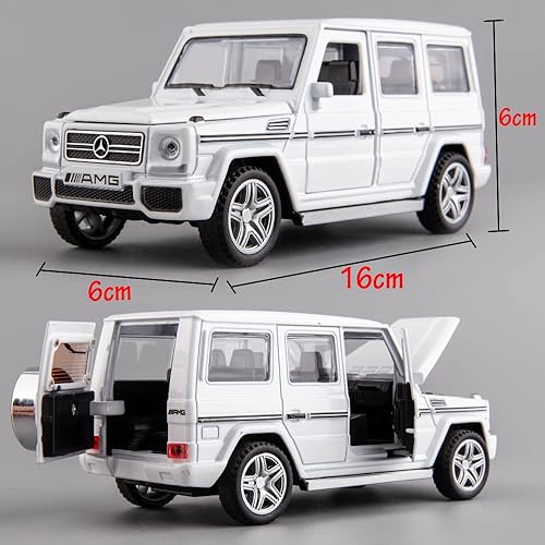 Miniatura 7 de iLooboo Modelo de automóvil fundido a presión con luces y sonido de aleación blanca coleccionable Benz G65 AMG