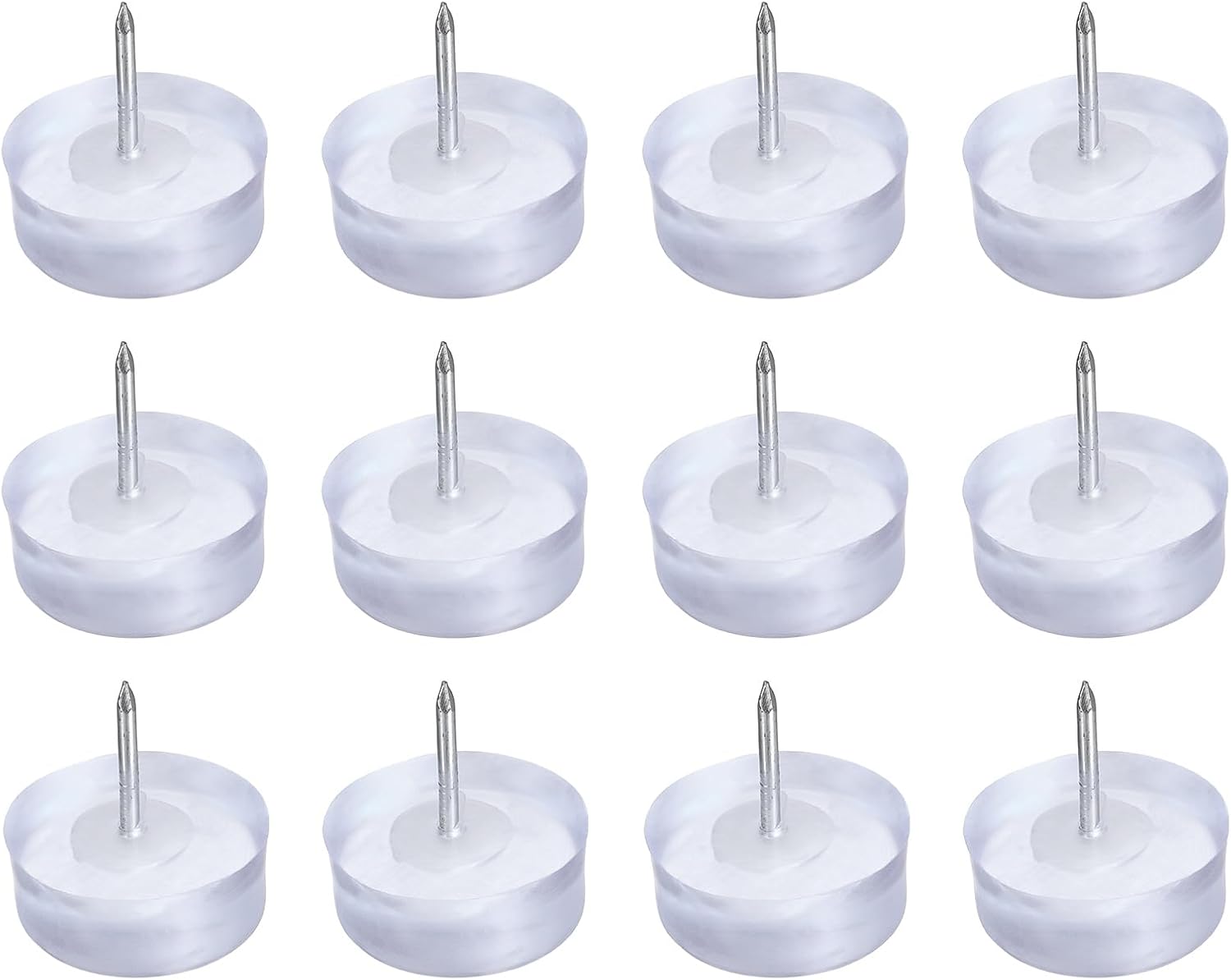 uxcell 12Pcs Furniture Sliders, 24mm Round Plastic Furniture Guides Nail-on Pads, Hardwood Floor Protectors for Chair, Table, Desk, Cabinet Leg, Transparent Blue