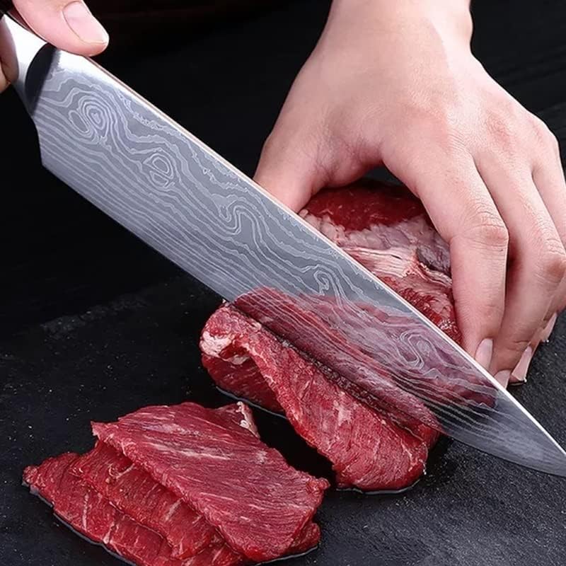 Miniatura 7 de Juego de cuchillos de cocina, 7 piezas de cuchillos de damasco, juego de cuchillos de chef japonés, cuchillos de acero inoxidable de damasco, juego