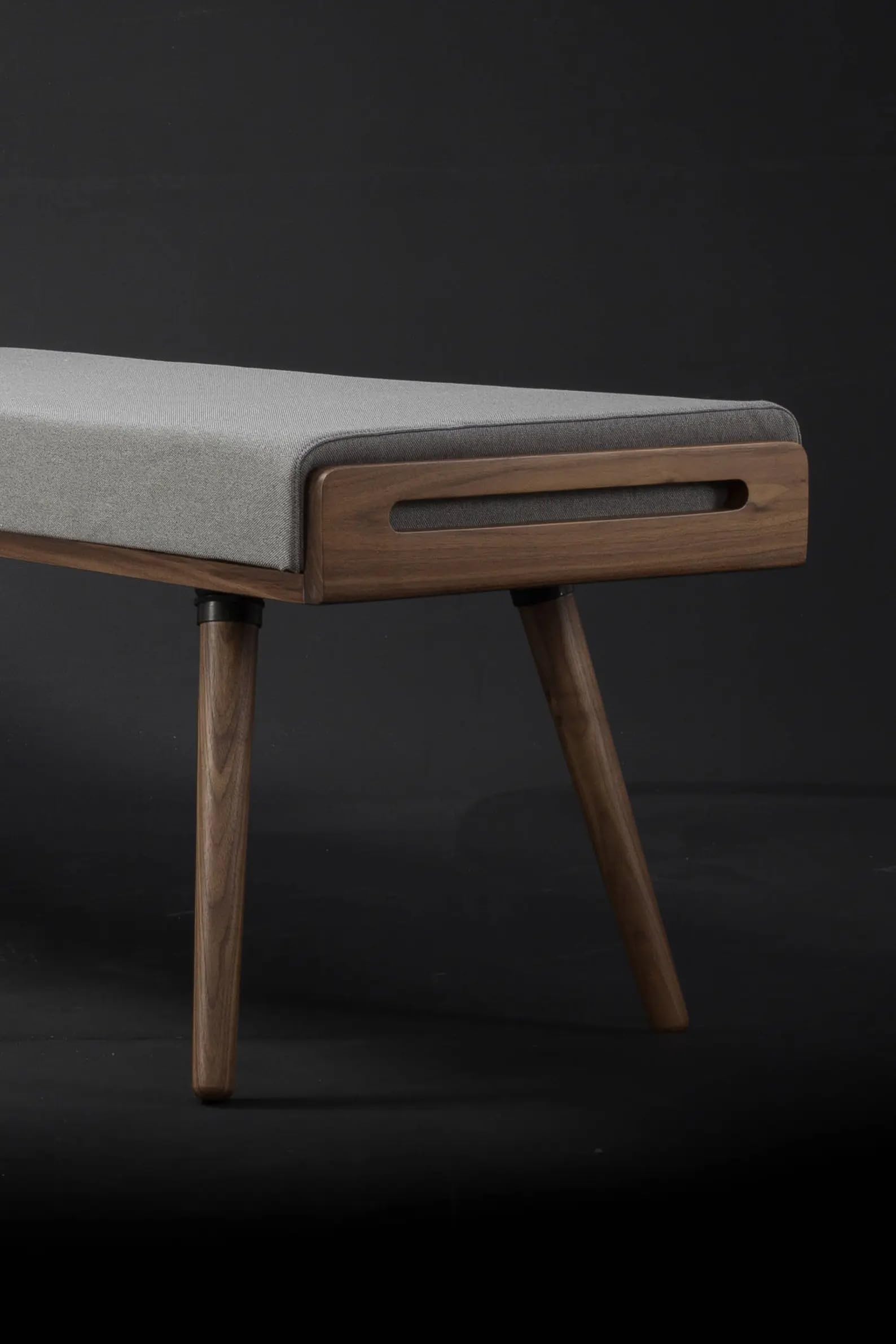 Solid Sheesham Wooden Stool/Seat/Ottoman/Bench with Cushion | Sitting Bench with Handle | Natural Finish-image-2