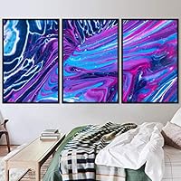 3 Piece Framed Canvas Wall Art Abstract Fluids 3D Abstract Abstract Brushstroke Contemporary - 16