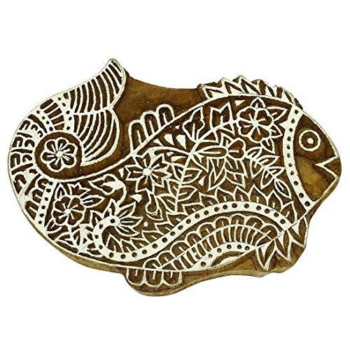 Buy Fancy Handicraft .Fish Pattern Mughal Design Wooden Printing Stamp