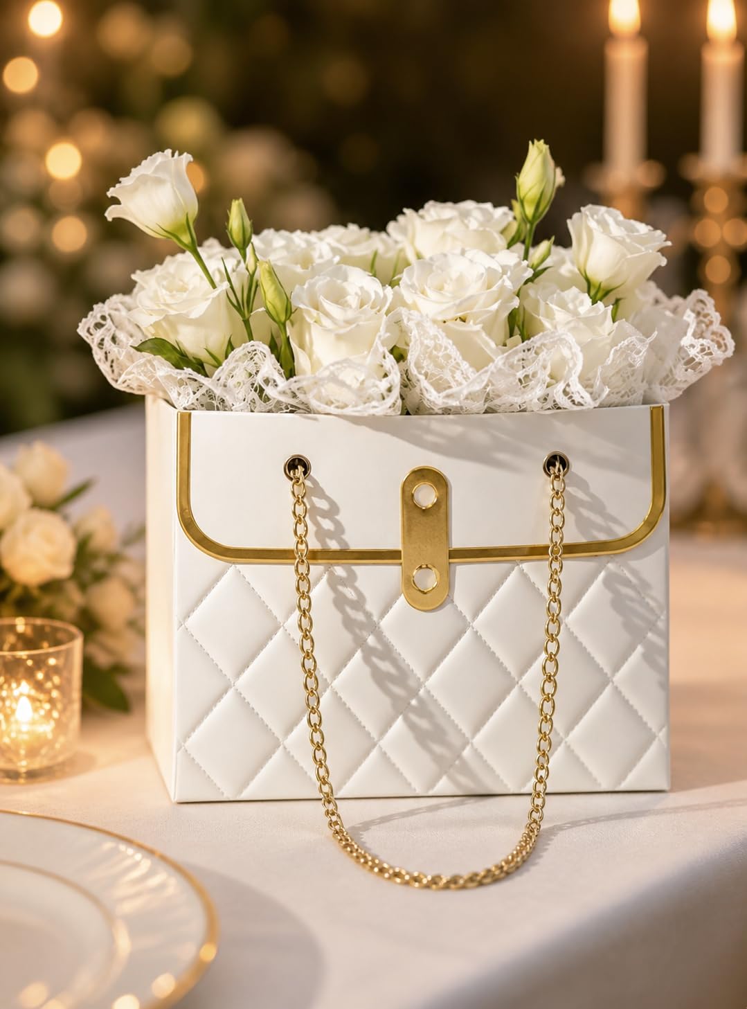 SATYAM KRAFT Premium Decorative Gift Box with Chain Handle | Luxury Storage Box for Gift Packaging, Hamper Decoration, Jewellery & Home Décor (Assorted Colors)-image-0