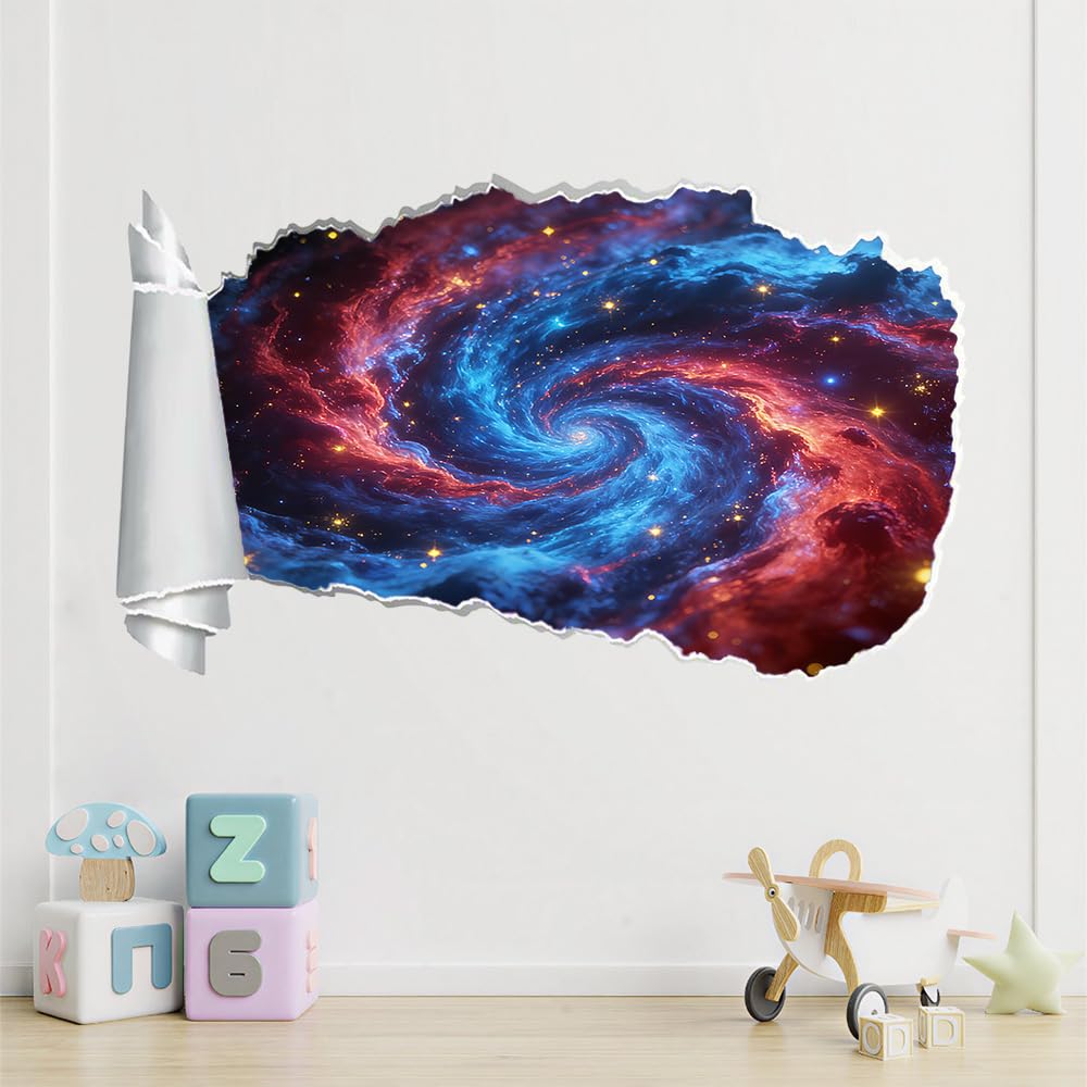 3D Wandtattoo Wanddurchbruch Wandaufkleber, Kosmischer Wirbel Wandsticker Wanddeko Wandbilder, Abstrakte Landschaft Wandaufkleber Für Schlafzimmer Badezimmer Flur Küche Möbel Aufkleber