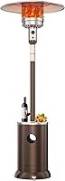 DIAMONDFORGE 50,000 BTU Propane Patio Heater with Double-Layer Stainless Steel Burner, Round Table, Wheels - Outdoor Garden Heater, Brown