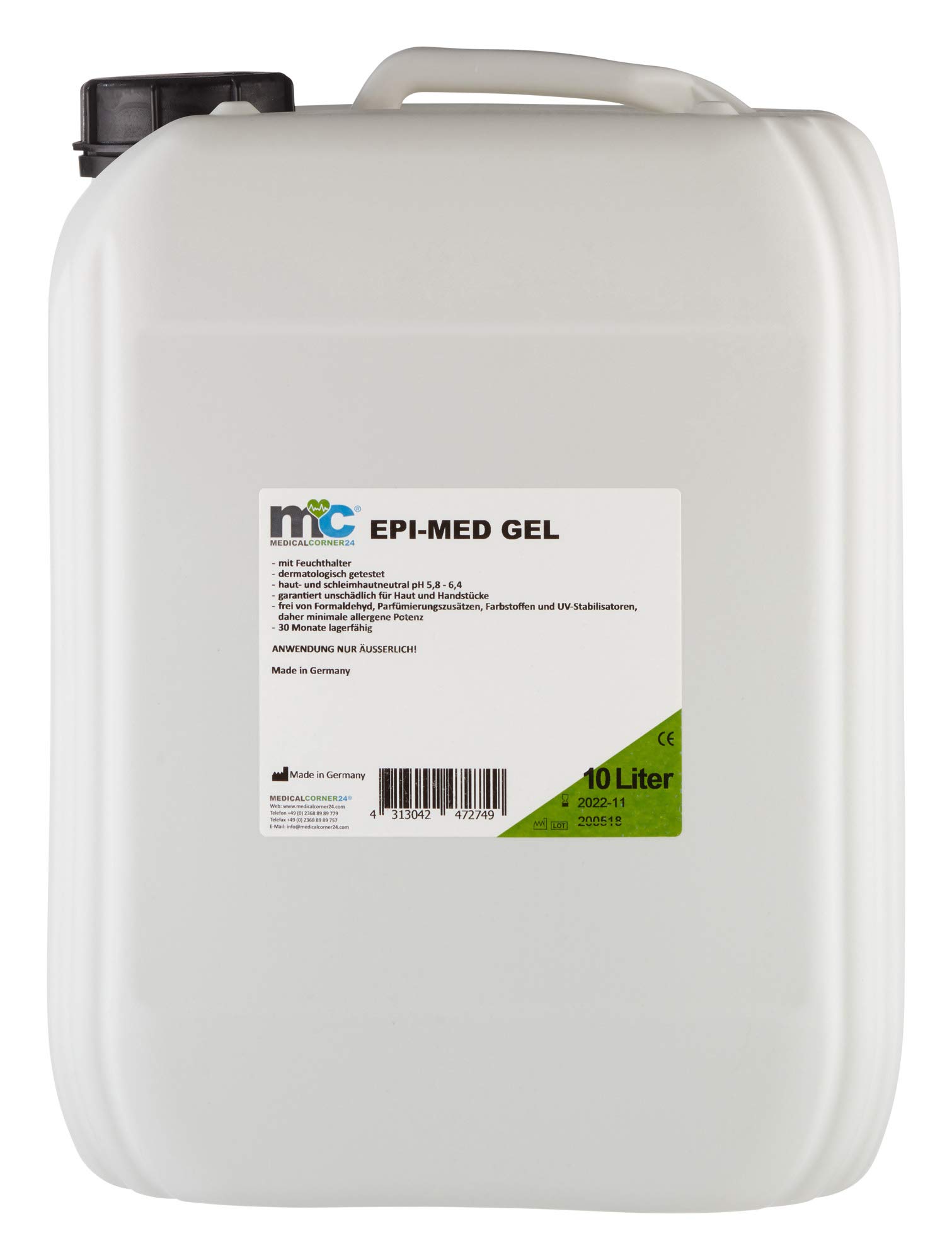 Medicalcorner24 IPL Gel Epimed, IPL Kontaktgel für Laser-Haarentfernung, 10 Liter Kanister