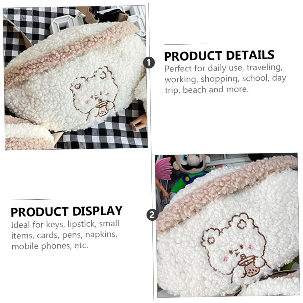GALPADA Riñonera De Peluche Para Crossbody Billetera Para Niños Bolsa De Almacenamiento De Cintura Monederos Para Niños Cartera De Bolso Para Niñas Felpa