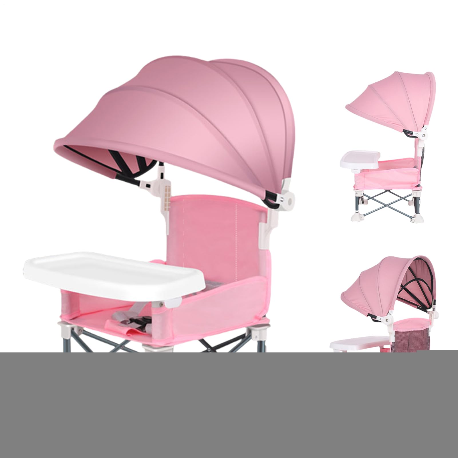 Chaise Haute Pliante Portable Pour Bébé Siège De Enfant Avec Plateau Repas | Chaise Pliante avec Toile Anti-UV pour Maison Plage Camping Pique-nique