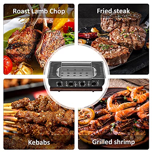 Japanese Style Bbq Grill,14 X 6.9 X 4 Inches Portable Barbecue Stove Aluminium Alloy Charcoal Stove With Wire Mesh Grill And Base Japanese Tabletop Household Barbecue Tools #TOP5