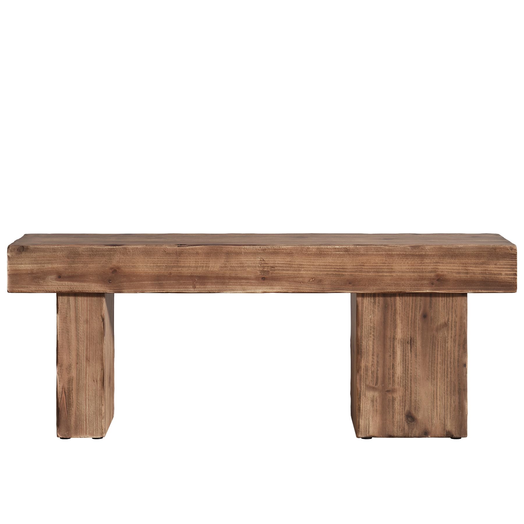 Thickened Solid Wood Bench, 47" Rustic Farmhouse Entryway Bench with Artistic Legs, Heavy Duty Dining Bench for Kitchen, Living Room, Hallway, End of Bed, Natural Wood