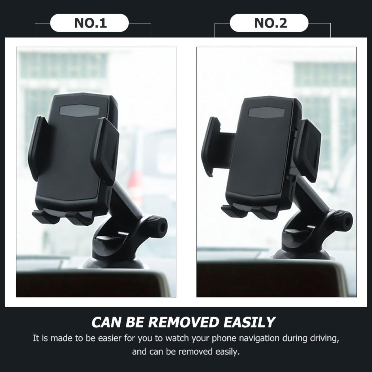Tofficu Supporto Telefono Auto Ventosa Antiscivolo Stabile per Smartphone Navigazione Sicura Cruscotto Nero