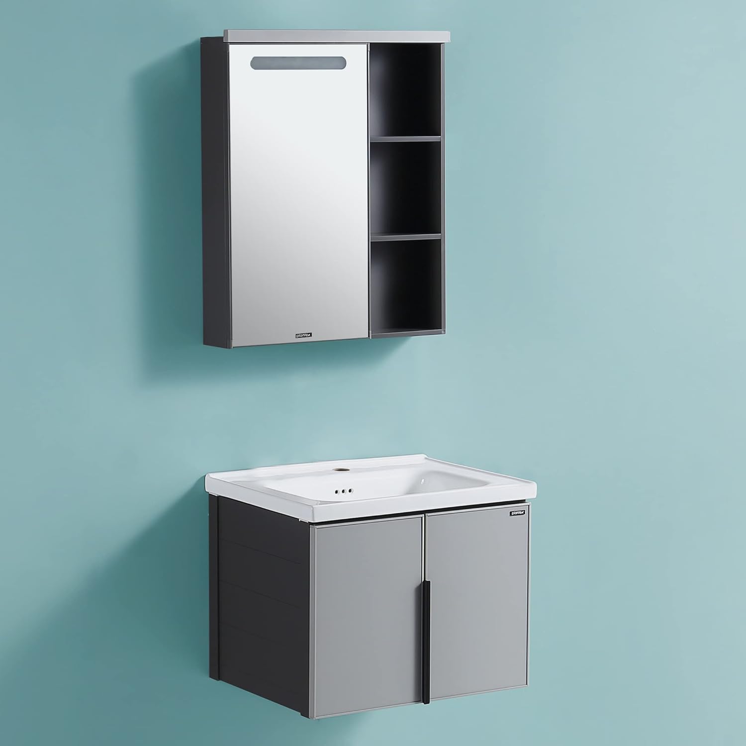 Plantex Aluminum Bathroom Vanity Set/LED Light Glass Mirror