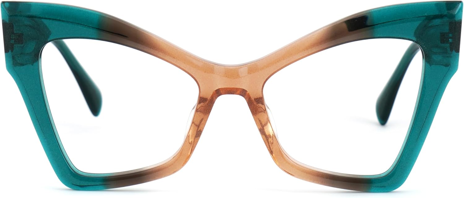 VOOGLAM Cat Eye Spring Hinge Glasses for Women Blue Light & UV400 Blocking Stylish Frames Acetate for Computer/Phones/TV