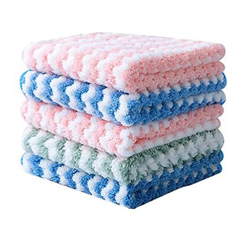 GJV Confezione da 5 strofinacci da cucina, super morbidi e assorbenti, panno in microfibra di velluto di corallo, antiaderenti, lavabili con olio, ad asciugatura rapida, 25 x 25 cm (rosa