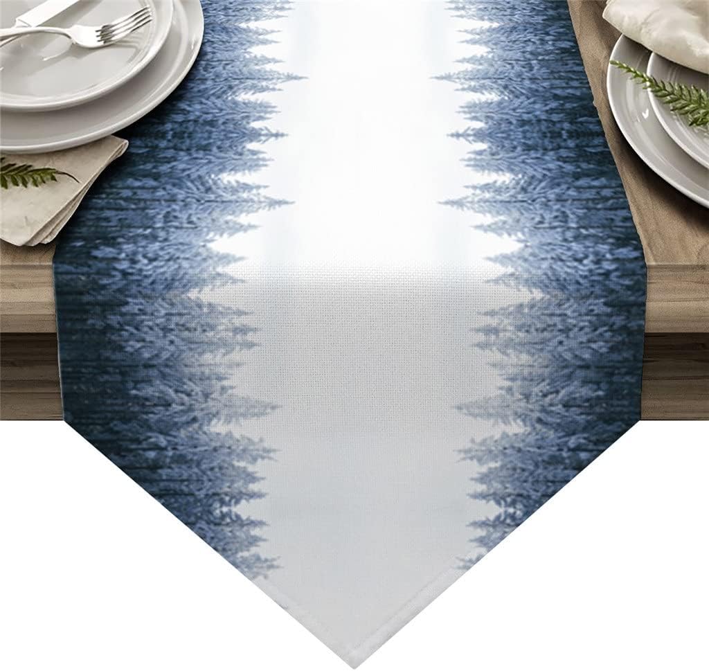 Pine Forest Snowflakes Table Runners Wedding Decoration Table Cover Christmas Decorations for Home Table Cloth(41x183cm)
