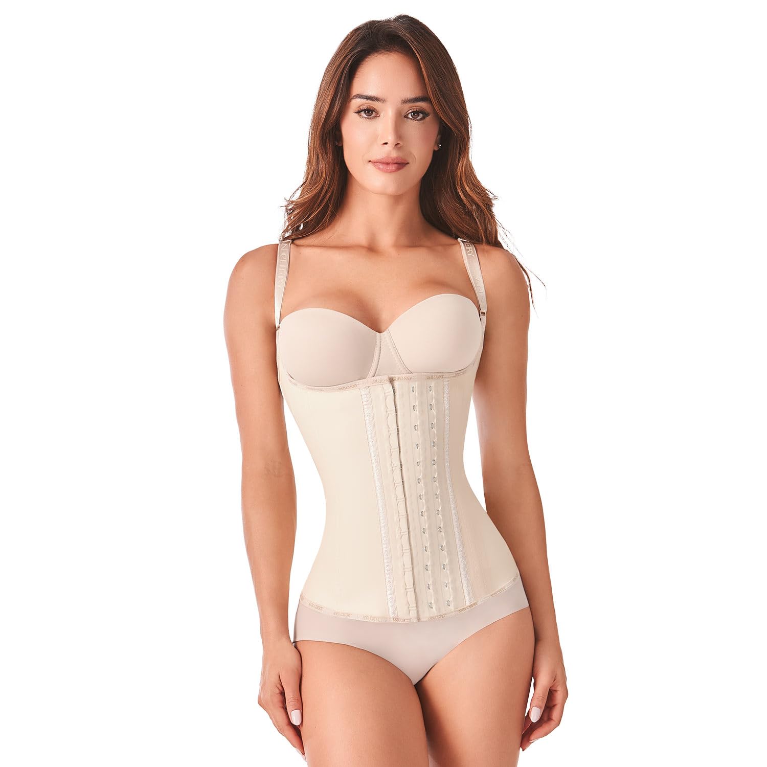 2028 Corset Waist Trainer for Women | Colombian Semi Vest Cincher with Adjustable Straps | 3 Hook Latex Shaper