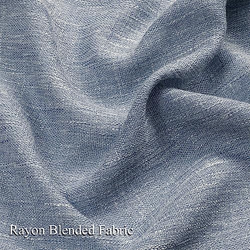 Image of Vision Home Blue Pinch Pleated Semi Sheer Curtains Textured Light Filtering Window Curtains 108 inch for Living Room Bedroom Rayon Blend Chambray Blue Pinch Pleat Drapes with Hooks 2 Panels 40 inchWx108 inchL