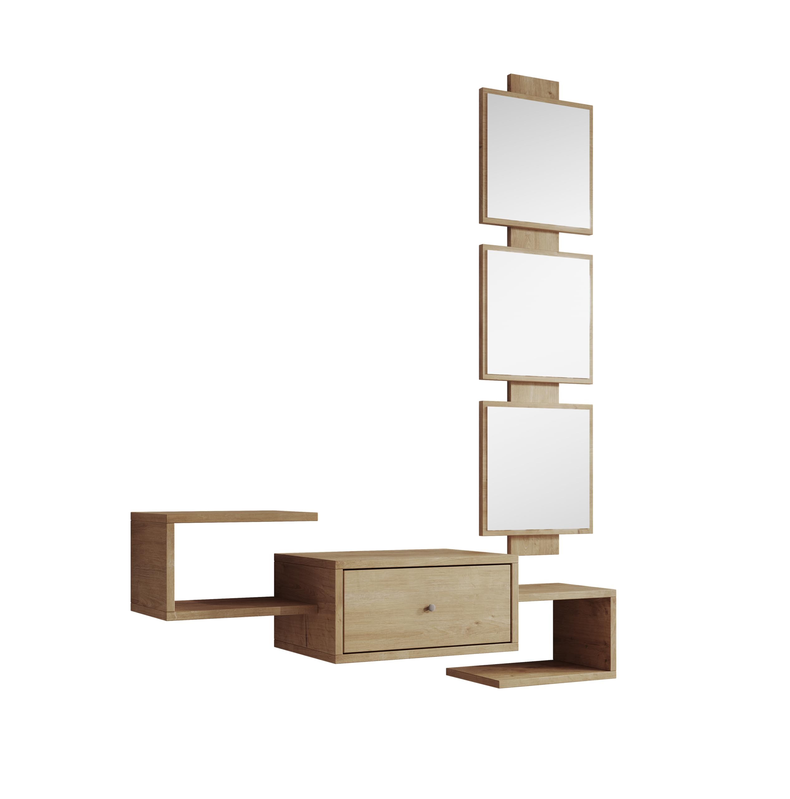 MB Muebles Bonitos | Recibidor con Espejo y Cajón | Mueble Entrada Moderno: Ancho 99,5 x Alto 145 x Profundo 29,5cm | Espejo: Ancho 29,5 x Alto 103cm | Melamina | Color Safir Mate | Modelo Neo