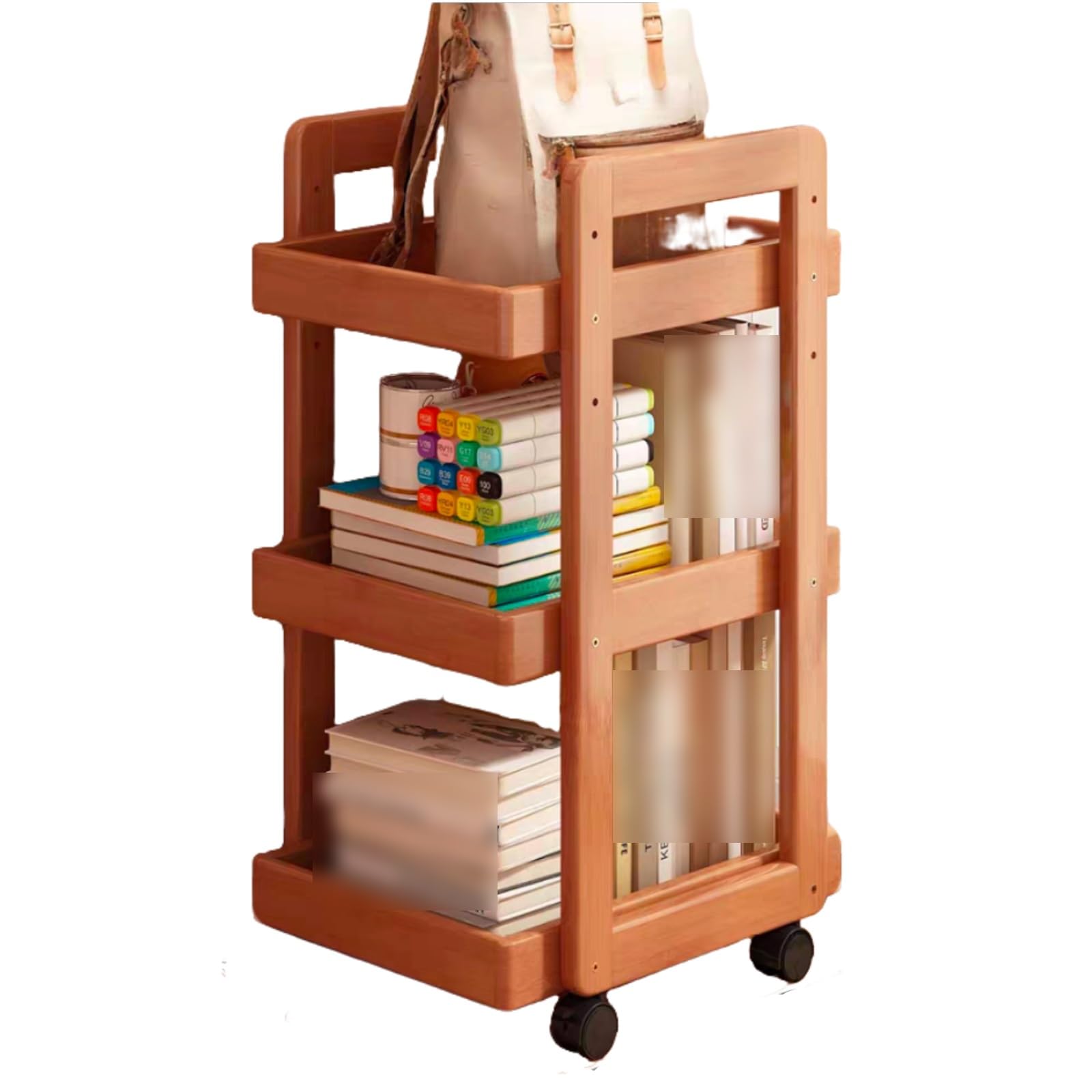 Chariot de rangement orga à roulettes et meuble d'appoint en bois 3 niveaux cuisine