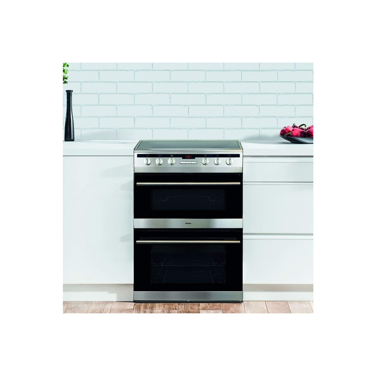 Amica 60cm Double Oven Electric Cooker with Ceramic Hob - Stainless Steel — view 4